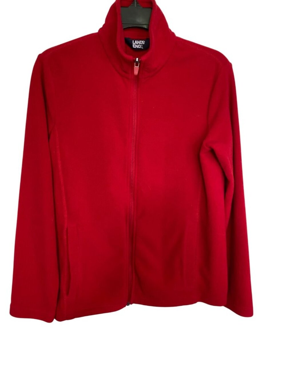 Lands End Womens Red Full-Zip Fleece Jacket Size S/P Outerwear Hiking, Gorpcore